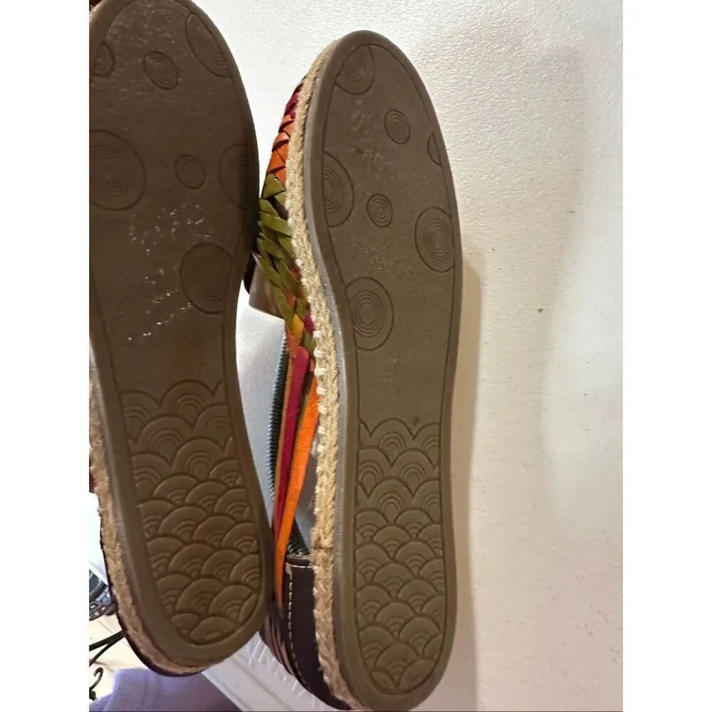 Angela's Women's Monita Frida Negro Leather Espadrille Flat Shoes Size 26